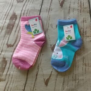 Spring Theme Kids Socks (2 pair) Size 5-6.5